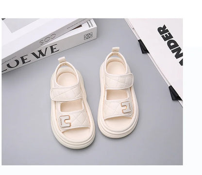 Children Summer Sandals Baby Anti-slip Wearable Summer Shoes Girls Solid Color Hook Sandals Boys Breathable Beach Sandals