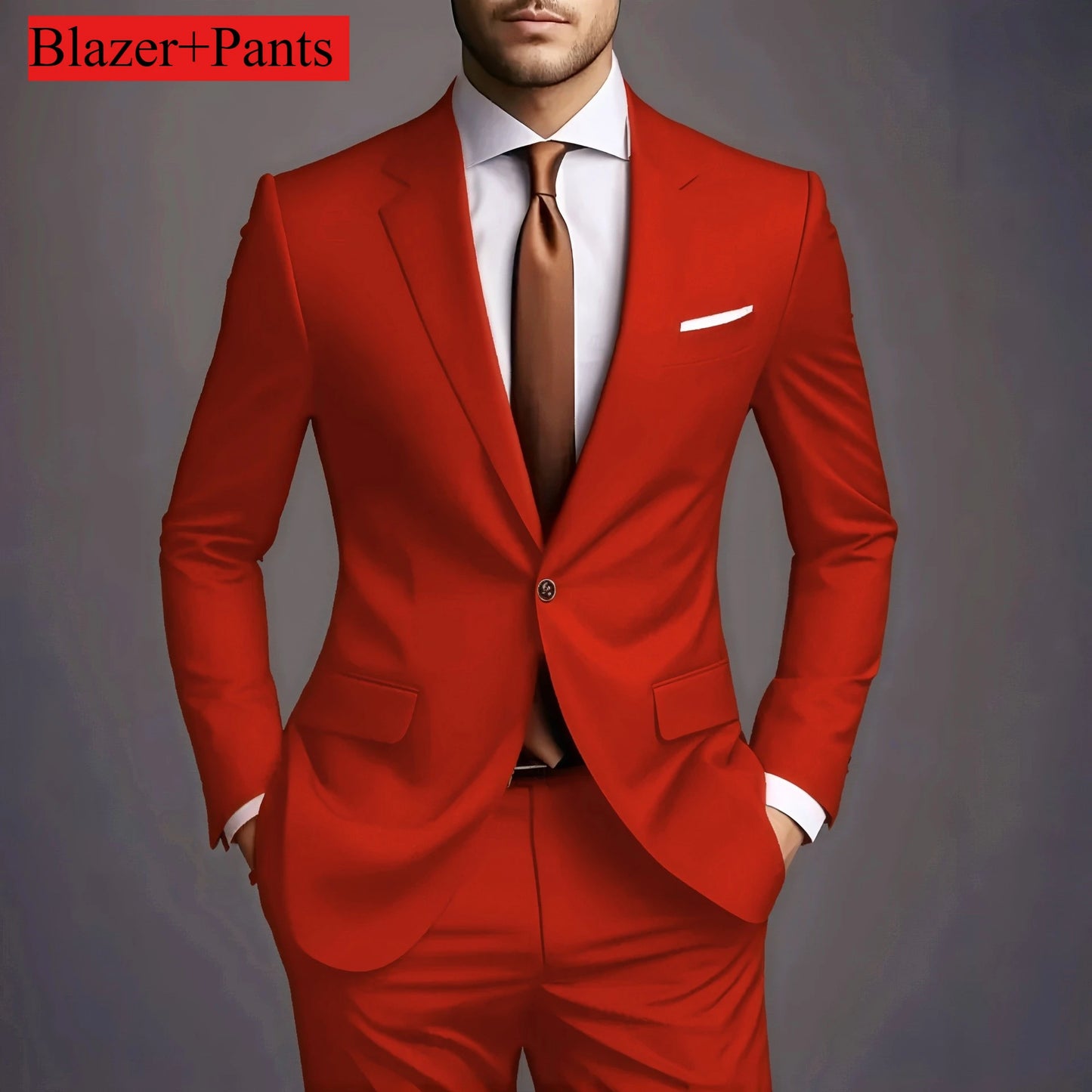Elegant Men's Suits 2 Piece Set Fashion Korean Casual Slim Fit Social Groom Wedding Tuxedo