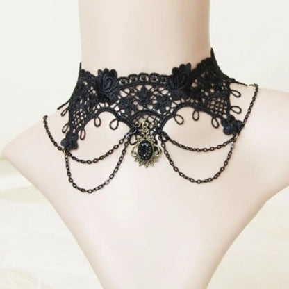 Punk Black Sexy Lace Chokers Necklace For Women Fashion Retro Clavicle Chain Halloween Collar Choker Steampunk Gifts