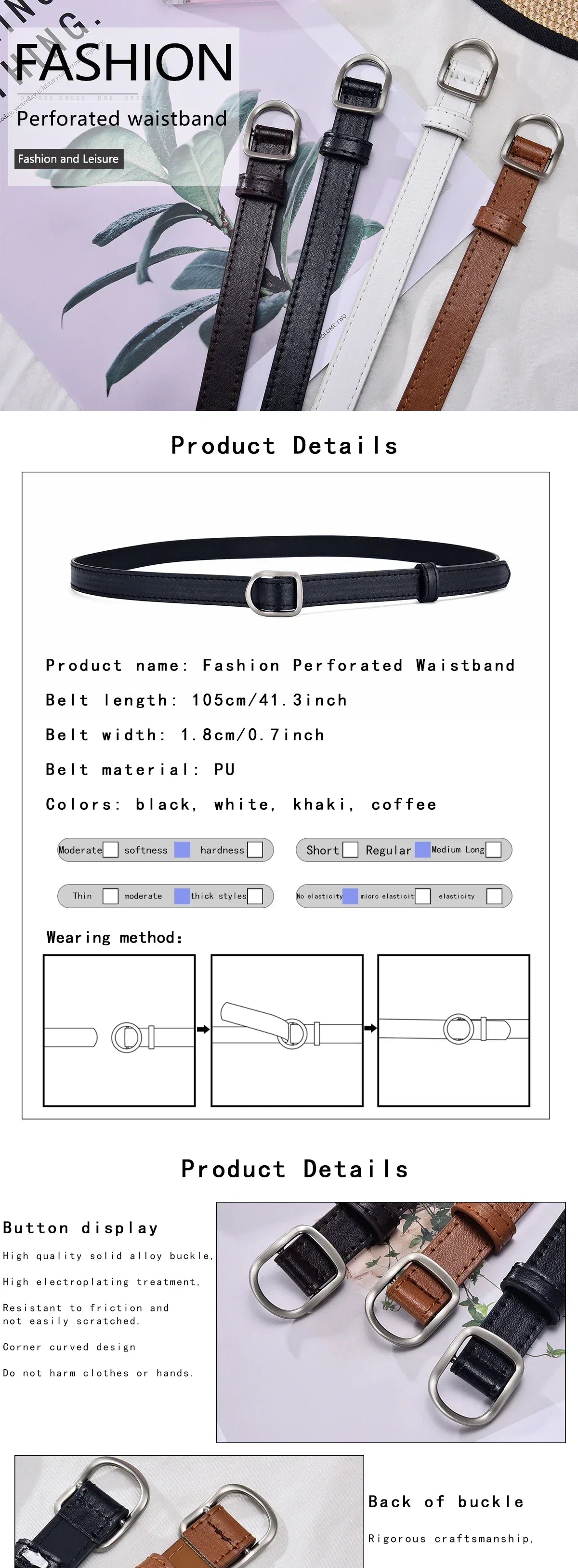 Men Belt Casual Simple Perforated Women'S Belt Paired With Jeans Men'S Belt Pu Leather Belt