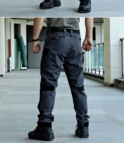 Wear-Resistant Outdoor Tactical Pants Mens Casual T-shirt Cargo Trousers Multi-pocket Waterproof Pant Hiking Training Workwear