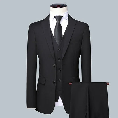 Suit Fashionable Formal Outdoor Gentleman Solid-color Men's Business Wedding Hosting Banquets Casual British Style Fitted Gentle
