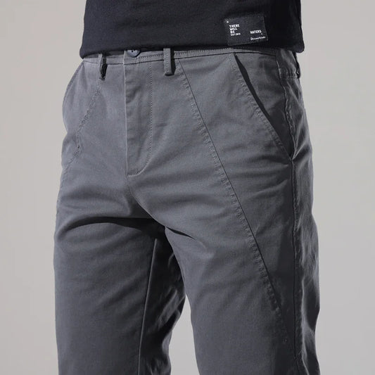 Spring New Men Casual Pants Slim Fit Stretch Arrivals Fashion Button Desinger Men's Streetwear Brand Male Clothing
