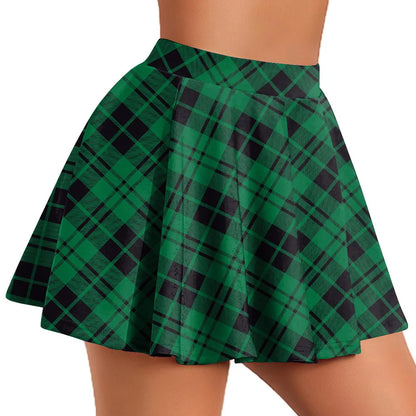 Retro Plaid Pleated Skirts Skirt Y2K Streetwear Vintage School Uniform A-Line Gym Student Short Skirt Girl Xmas Dress Up