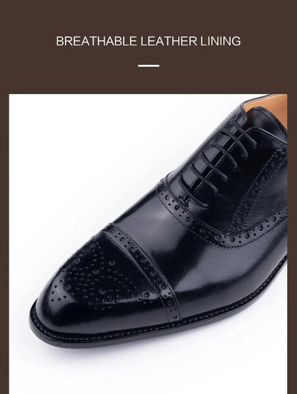 Luxury Mens Leather Wedding Shoes China Factory Hot Selling Handmade Genuine Men Formal Dress Shoes Lace-Up Classic Brogue Shoe