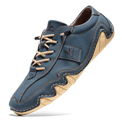 Spring Handmade Leather Casual Men Shoes Design Fashion Sneakers Man Loafers Breathable Soft Flat Shoes Driving Shoes