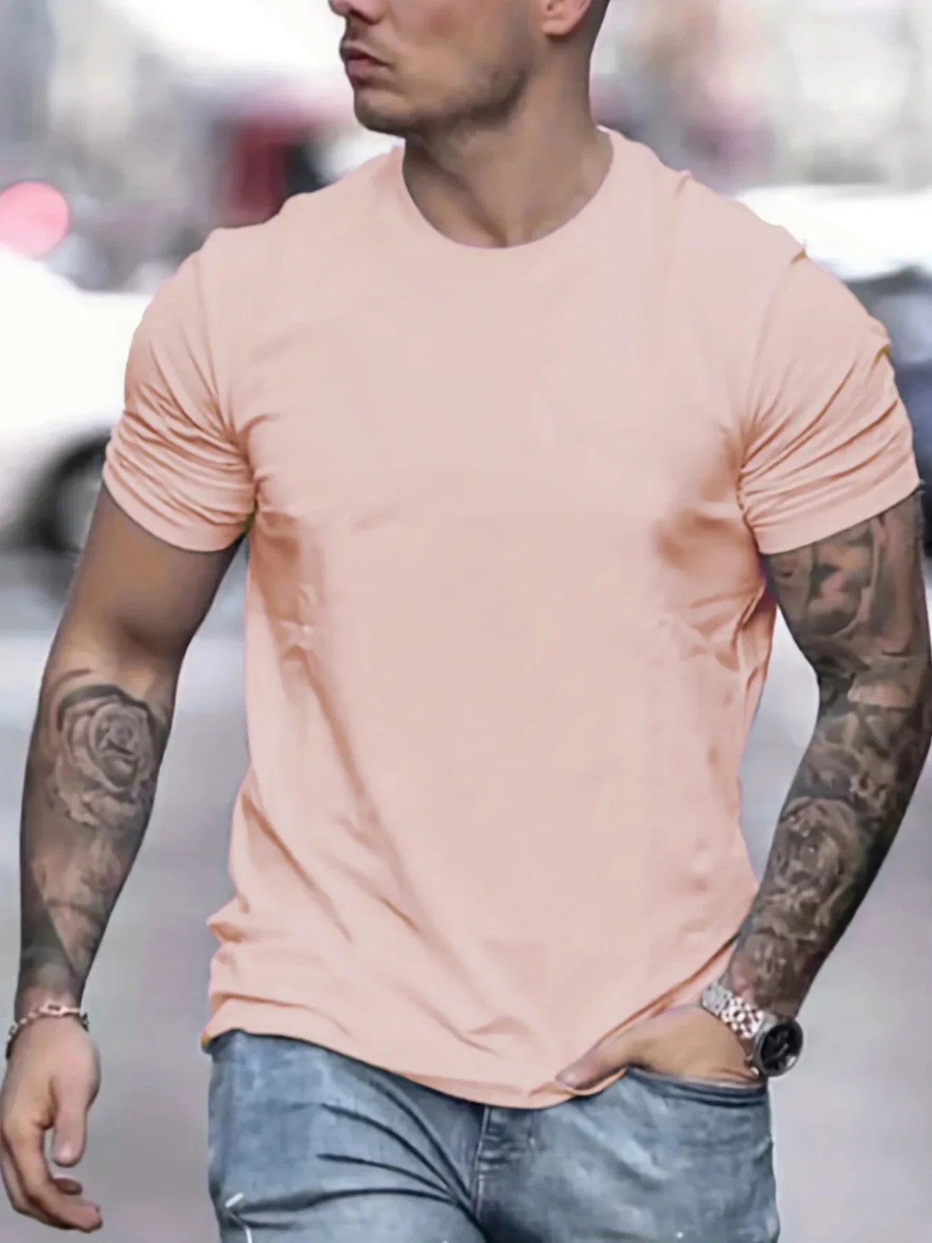 100% pure cotton summer men's casual loose California letter printed sports breathable short sleeved round neck T-shirt