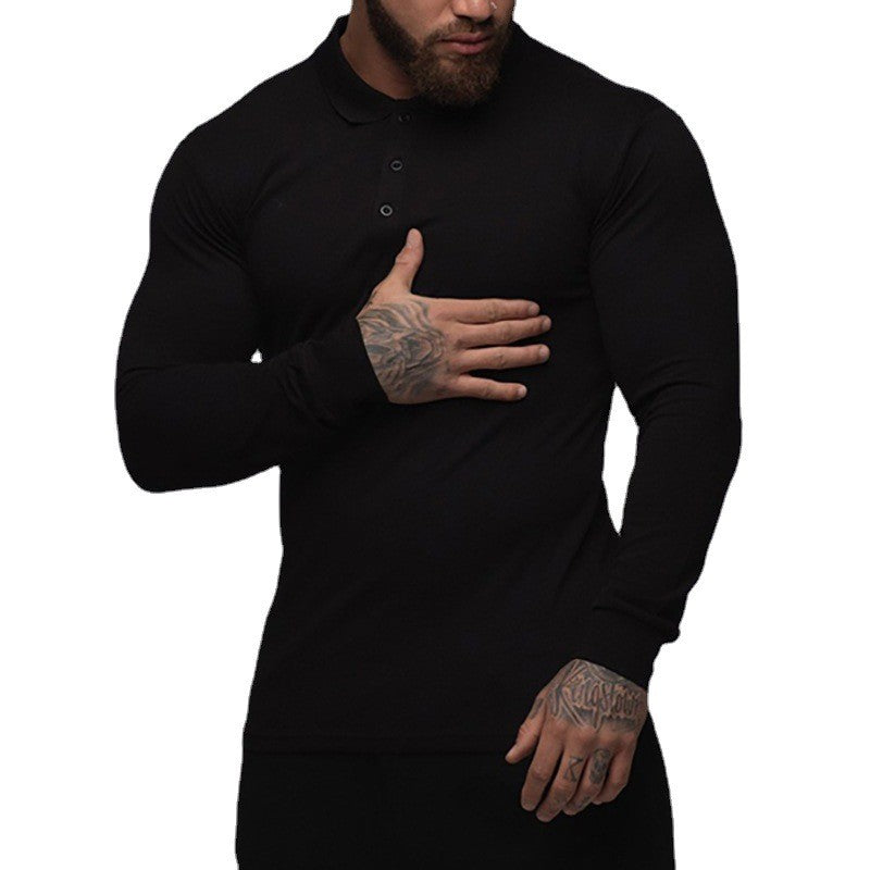 New Fashion Autumn Sports Polo Shirt Mens Stretch Cotton Gym Clothing Spring Casual Long Sleeve Polos Male Breathable T Shirt