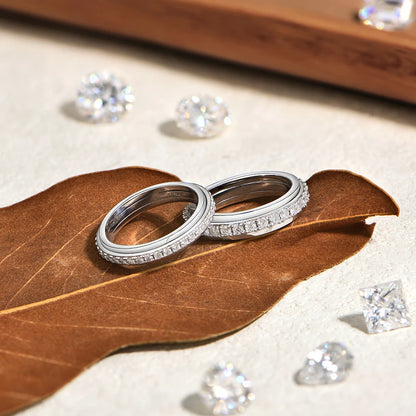 Hot Moissanite Rotating Rings for Women Men 925 Sterling Silver Fidget Anxiety Ring Versatile Daily Wear Simple Jewelry