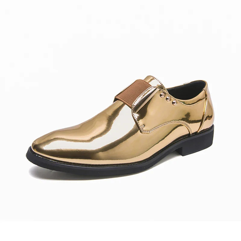 Fashion New Mens Charm Gold Patent Leather Business Office Shoes Designer Brand Loafers Formal Wedding Dress Homecoming Footwear