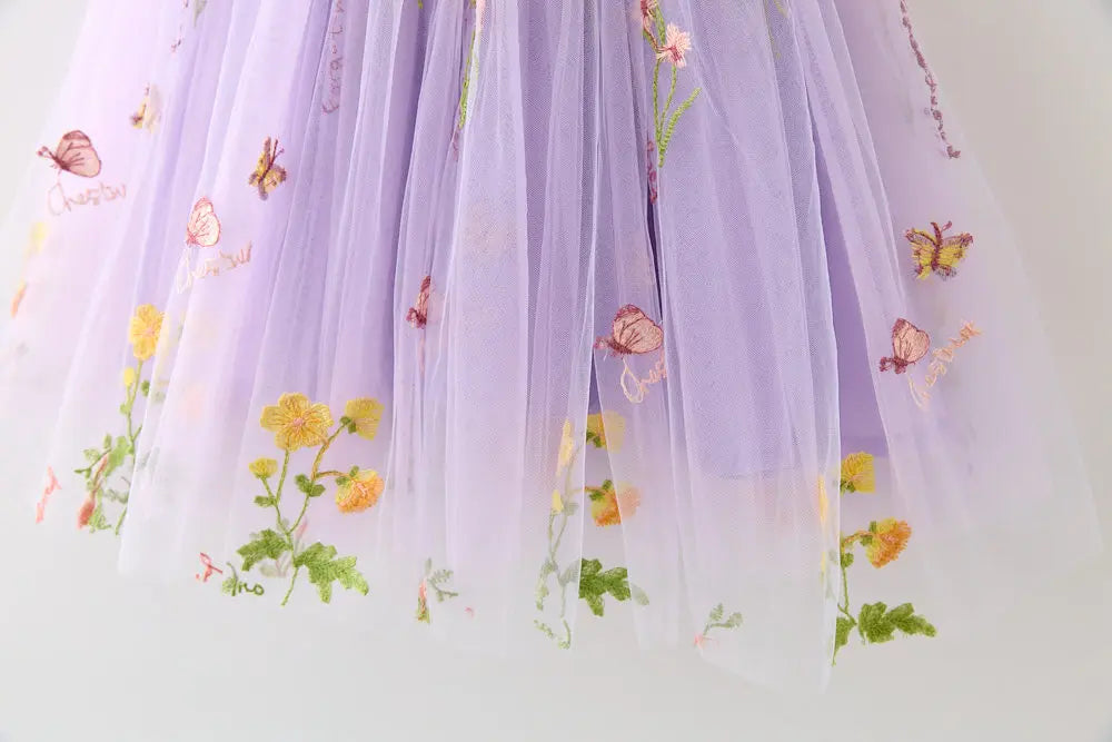 Girls Princess Dress with 3D Wings - Sparkle Tulle Sleeveless Gown, Fairy Puffy Party Dress for Birthday & Holiday