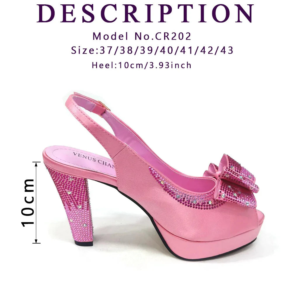 Shoes Matching Bag With Applique Mature African Ladies Super High Heels Sandals for Party Fashionable Italian Women