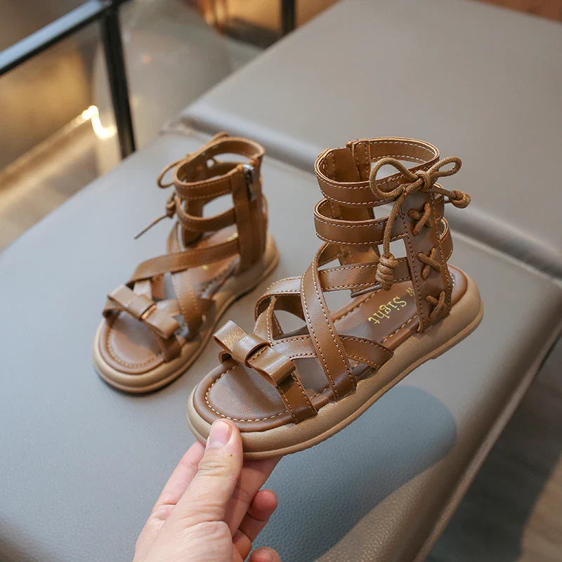 Girls Gladiator Sandals 2025 New Summer Children Fashion Princess High-top Shoes Versatile Kids Causal Beach Holiday Sandals