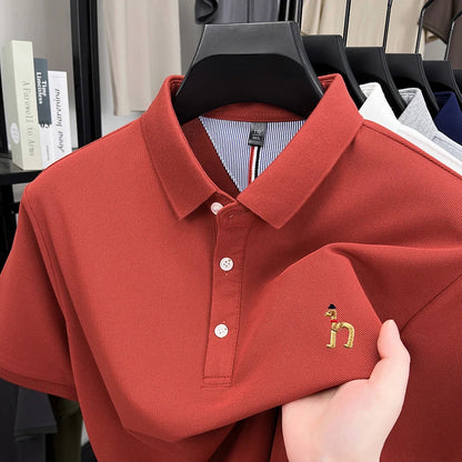 High end luxury brand short sleeve polo shirt summer new trend cute dog embroidery design T-shirt casual Korean golf men's wear