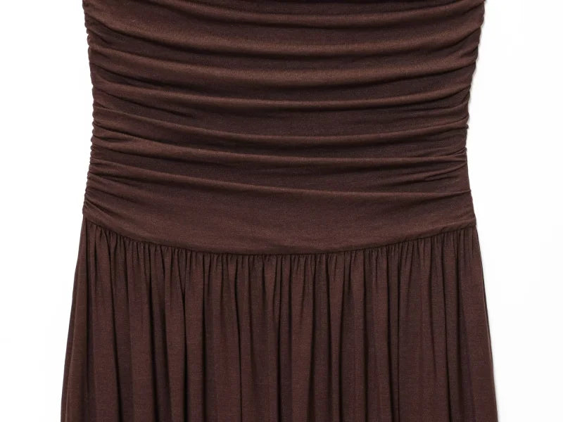 women's new dress elegant sexy off-shoulder fashion pleats details slimming strapless dress