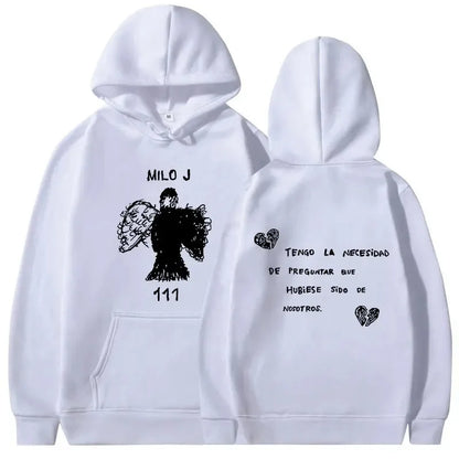 Rapper Milo J Oversized Hoody Album La Vida Era Mas Corta Print Hoodie Men Women Harajuku Pullover Long Sleeves Thick Sweatshirt
