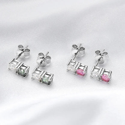 1.2cttw 100% Real Green Moissanite Studs Earrings for Women  Classic Four Claw Ear Studs S925 Sterling Silver Jewelry GRA