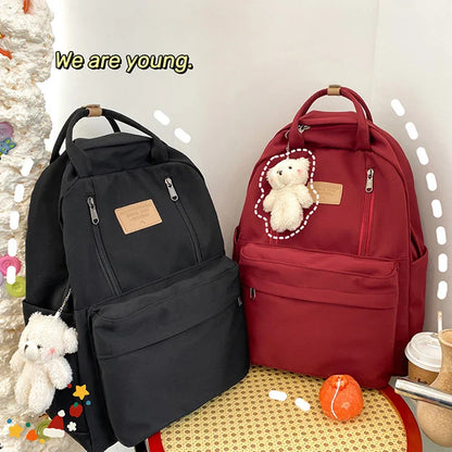 Solid Color Women Backpack High Quality Youth Waterproof Backpacks for Teenage Girls Female School Shoulder Bag Bagpack