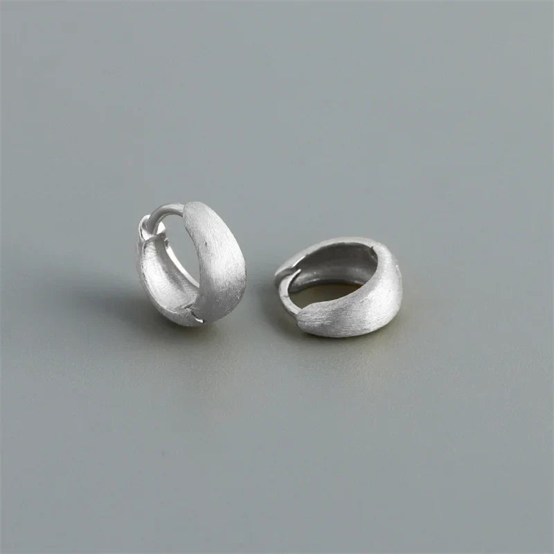 925 Sterling Silver Simple Statement Matte Large Huggies Hoop Earrings for Men Women Fine Gothic Punk Charms S925 Jewelry
