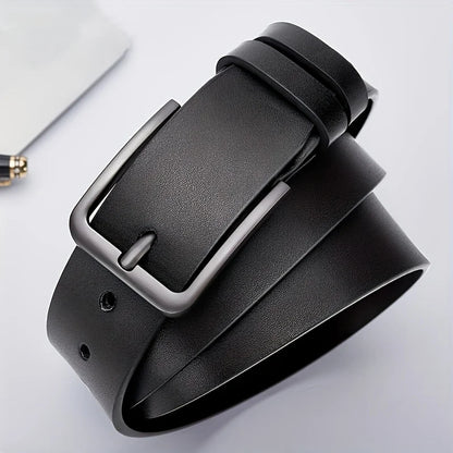 Vintage Square Alloy Buckle Men's Synthetic Leather Belt with Black, Casual & Business Style, Durable Accessory Vintage Belts