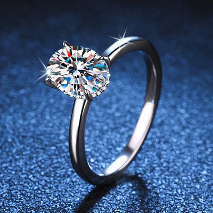 7x9mm 2ct Moissanite Ring S925 Sterling Silver Oval Cut Lab Diamond Wedding Rings for Women Engagement Promise Band Gift