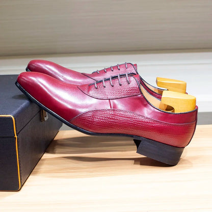 Luxury Genuine Leather Men's Dress Shoes Oxford Handmade Formal Office Business Wedding Classic Lace-Up Footwear