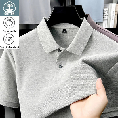 20 Colors Men's 100% Cotton Polo Shirt - Summer Casual Breathable Tee,Ideal for Golf and Sports,Business Casual,Silk-Like Finish