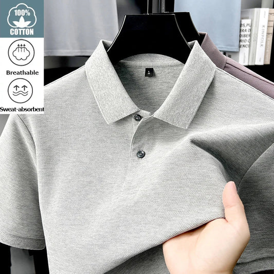 20 Colors Men's 100% Cotton Polo Shirt - Summer Casual Breathable Tee,Ideal for Golf and Sports,Business Casual,Silk-Like Finish