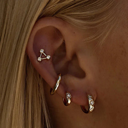Ins Star Anise 925 Sterling Silver  Earring For Women Hoop Earrings Crystal Fine Jewelry Glossy 18K Gold Mom Gift Trend