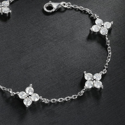 Clover GRA Certified 2cttw D Color Moissanite Bracelet for Women Girl 925 Silver Pass Diamond Test Hand Link Bracelets Gift