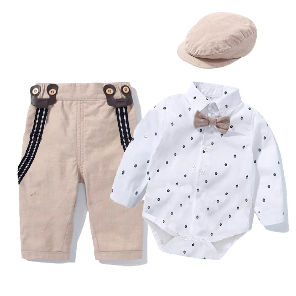 Kid Boy Formal Birthday Outfit Suit Toddler Gentleman Wedding Striped Vest Shirt 1-6 Years Baby Pants Boys Ceremony Outerwear