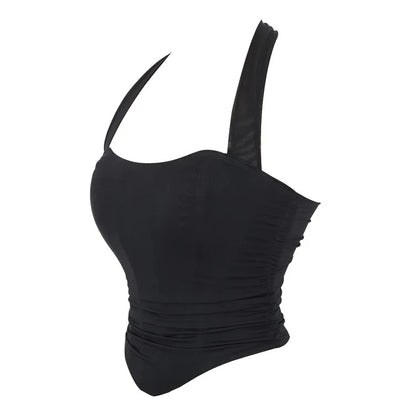 Corset Halter Crop Top Women Camisole Short Cropped Tank Tops Summer Sexy Elegant Nightclub Evening Party Female Clothes