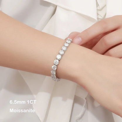 925 Sterling Silver Moissanite Bracelet 0.1ct 3mm D VVS1 Diamond with GRA for Women Sparkling Wedding Party Fine Jewelry