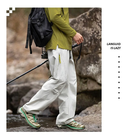Outdoor Soft Shell Charging Pants Thin Version Retro Men's and Women's Three-proof Quick-drying Paratrooper Pants Loose Hiking