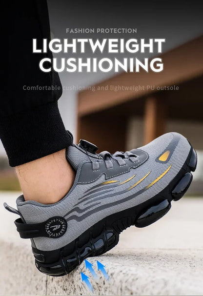 Men's Safety Work Shoes Anti-smash Anti-puncture Rotating Button Fashion Sport Boots Protective Security Men's Footwear