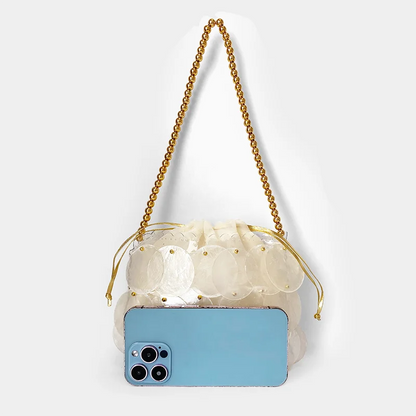 New Shell Bag Natural Beimu sequins Hand woven Bead Bead Bag Shoulder Bag