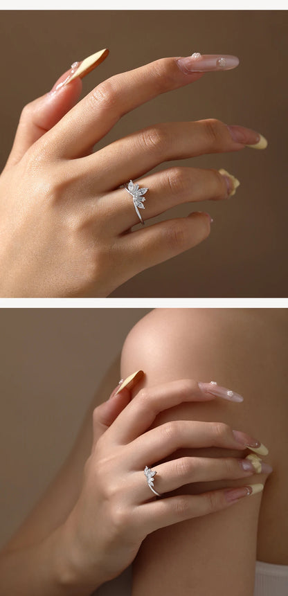 Luxury Sparkling Marquise Rectangle Moissanite Curved Ring S925 Silver for Women party Daily Jewelry Gifts Anniversary