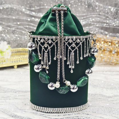 Pointed-Toe High Women Heels Shoes and Bags for Women Rhinestone Evening Party Elegant Luxury Handbag