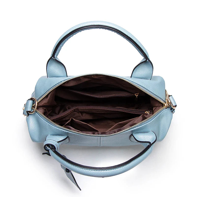 Women's Fashionable and Elegant Large-Capacity Oil Wax Leather Handbag, Convenient Solid Color Faux Leather Boston Crossbody Bag, Anti-Theft Commuter Bag with Zipper Lock, Detachable Shoulder Strap, Dual Handle Design, Adjust