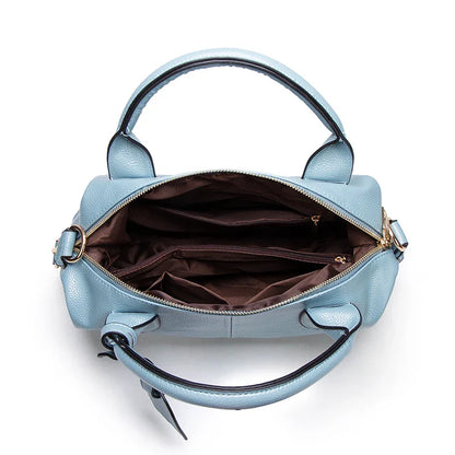 Women's Fashionable and Elegant Large-Capacity Oil Wax Leather Handbag, Convenient Solid Color Faux Leather Boston Crossbody Bag, Anti-Theft Commuter Bag with Zipper Lock, Detachable Shoulder Strap, Dual Handle Design, Adjust