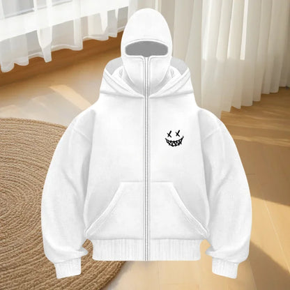 Men's fashion fitness street designer hoodie, autumn and winter fashion casual zipper hoodie, loose masked sweatshirt