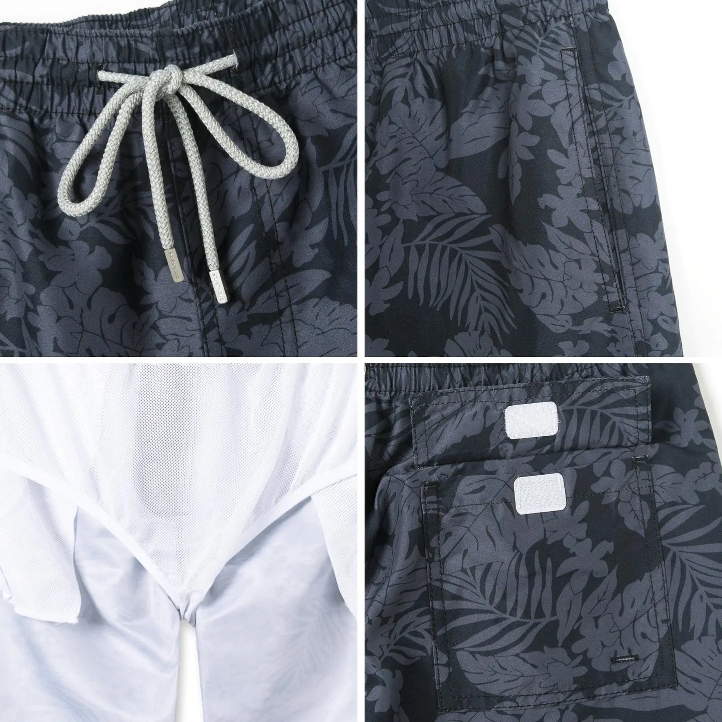 Beach Men's Swim Shorts Flower 3D Printed Surfing Board Shorts Quick Dry with Mesh Lining and Pockets Struck Shorts