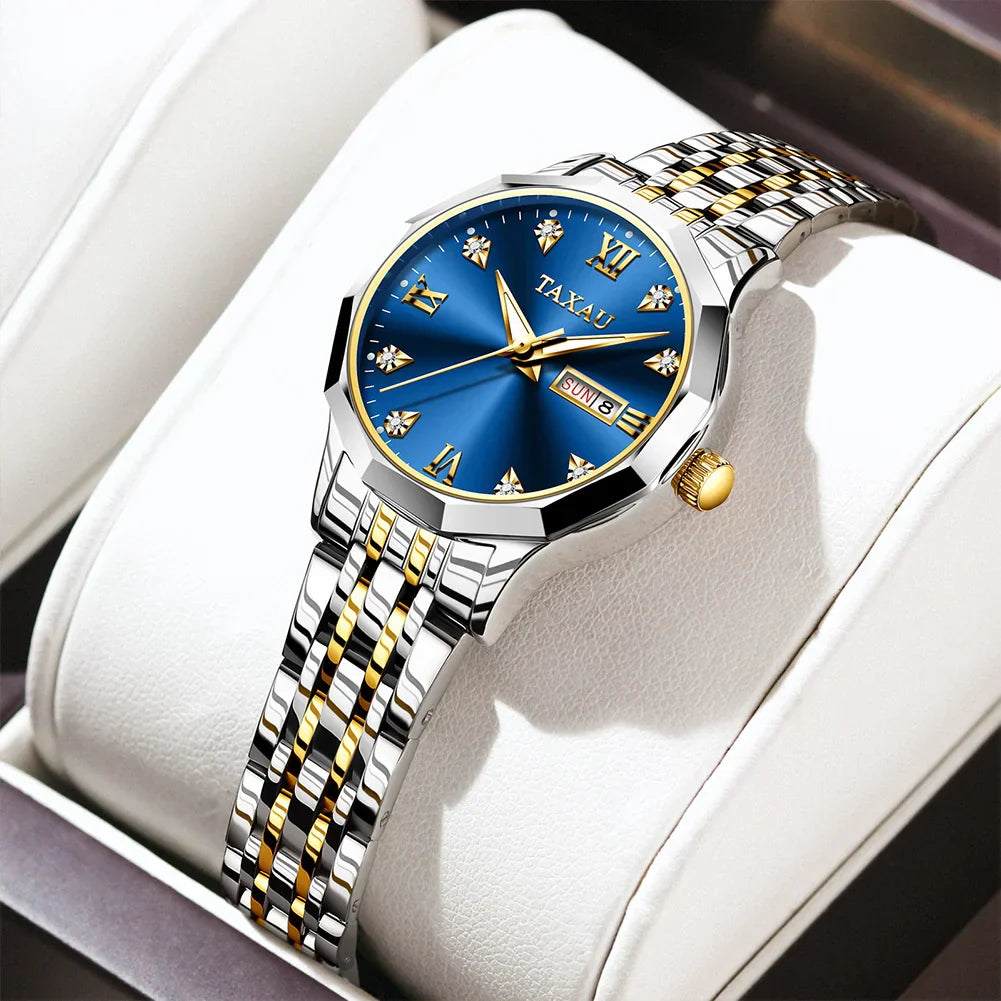 Fashion Golden Watch for Women Stainless Steel Waterproof Women's Watches Elegant Original Luxury Ladies Quartz Wristwatch