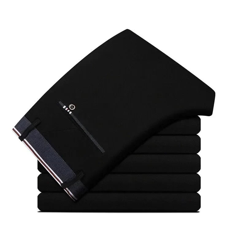 Men‘s Suit Pants Business Office Male Dress Pants Elastic Wrinkle Resistant Big Size Classic Casual Trousers Black Navy Blue