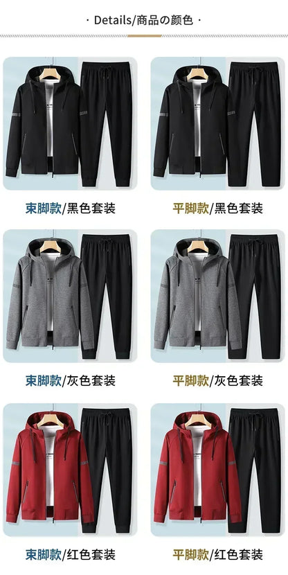 Men Running Sports Tracksuits Hoodies Zipper Outwear Sportwear+Sweatpants Sets Male Workout Sports Outfit Autumn Spring Sets men