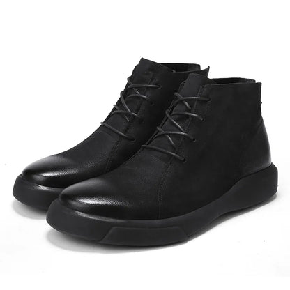 Men's Chelsea Cotton Boots Winter Men's Genuine Leather Shoes High Top Men Plush Sapato Social Masculino Zapatos Para Hombres