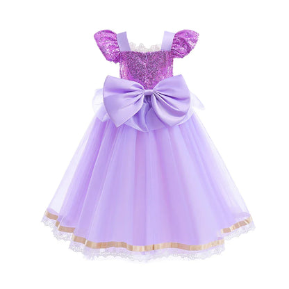 Summer Rapunzal Girl Princess Dress Cosplay Tangled Halloween Birthday Party Vestido Kids Birthday Costume