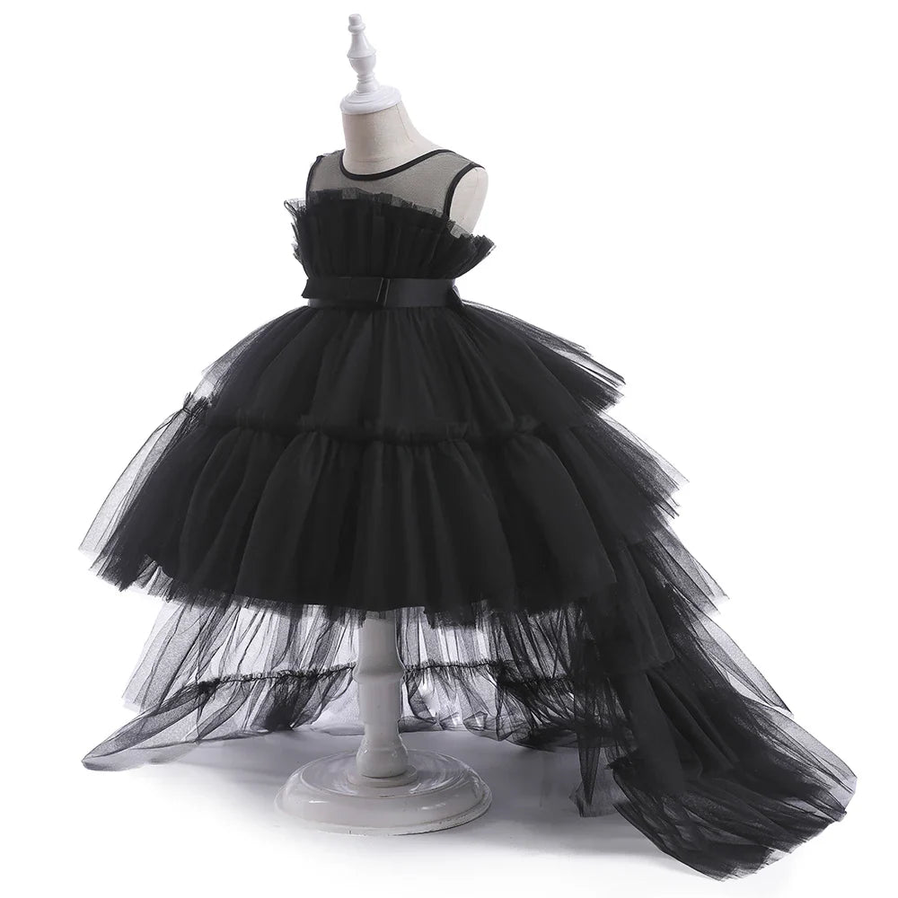 Elegant Tulle Bridesmaids Party Girls Dresses Summer Baptism Birthday Wedding Prom Princess Dress for Girl Christmas Kids Clohes