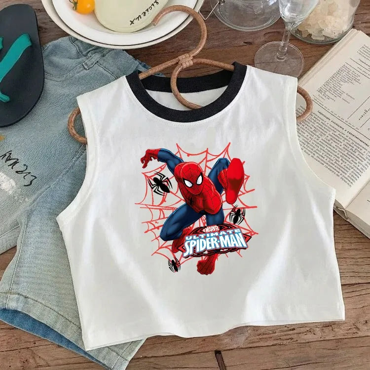 Summer Cute Cartoon Printed Boys Casual Outfits Kids Fashion Plaid Shorts Sets Children Sleeveless Top and Bottom Two Piece Sets