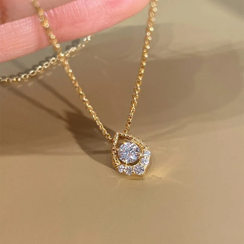 D VVS1 0.5CT Moissanite Necklace for Women Mermaid's Tears Pendant Wedding Party Fine Jewelry S925 Sterling Silver Gifts